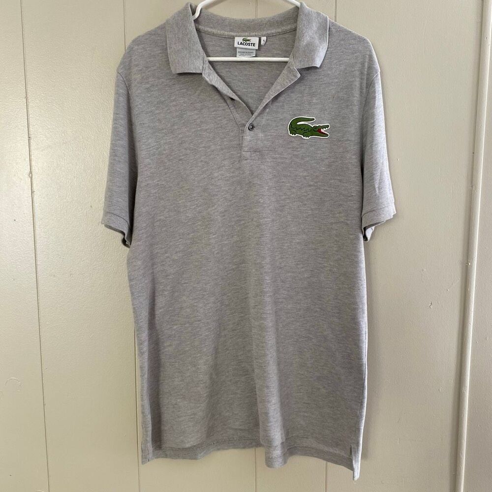 Lacoste Gray Polo Shirt 7L Men’s Classic Fit Logo Embroidered Crocodile